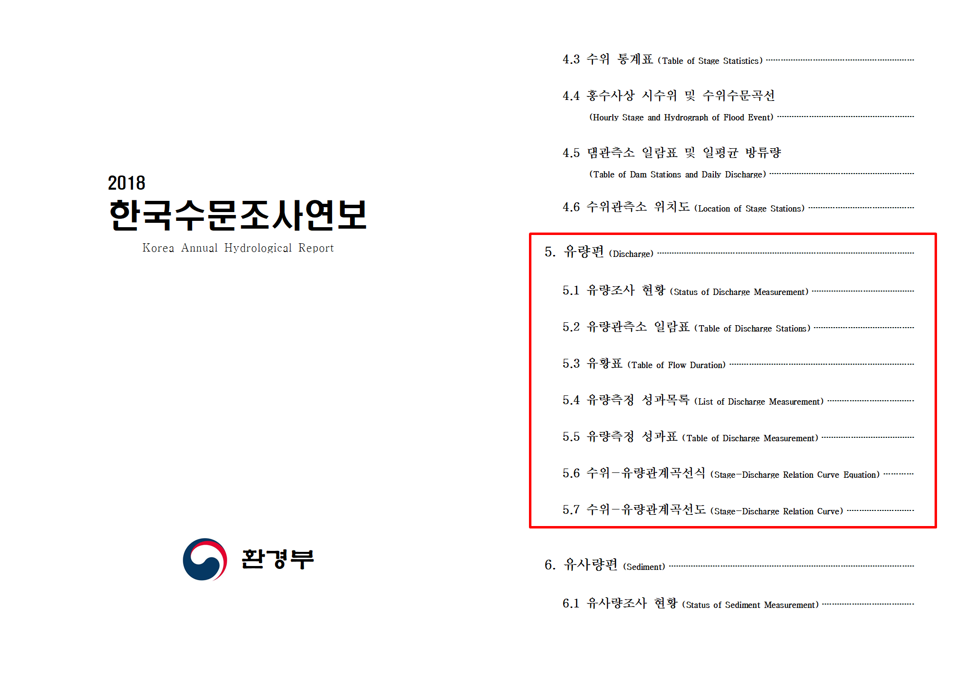 2018년 수문조사연보